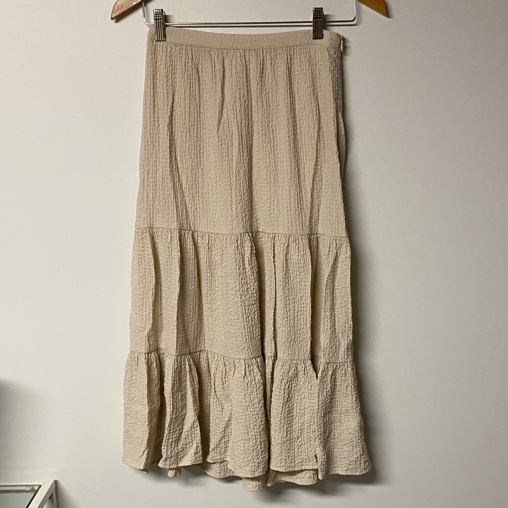 Urban Outfitters Beige Tiered Midi Peasant Boho Skirt